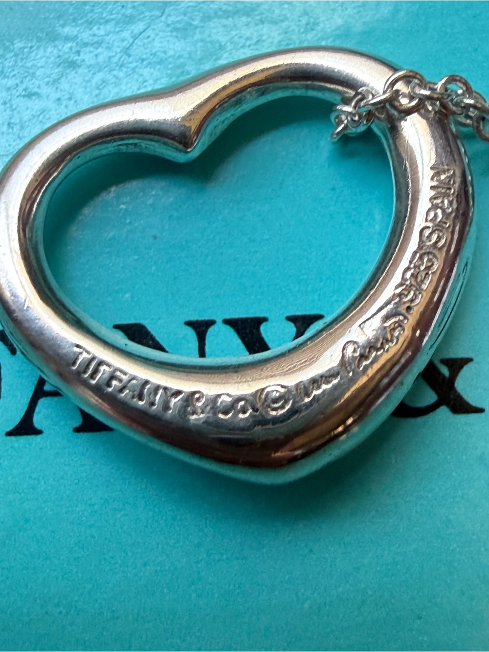 Tiffany & Co Silver Heart Charm Pendant Necklace 16 in Cable Chain Spring Ring - Picture 11 of 12